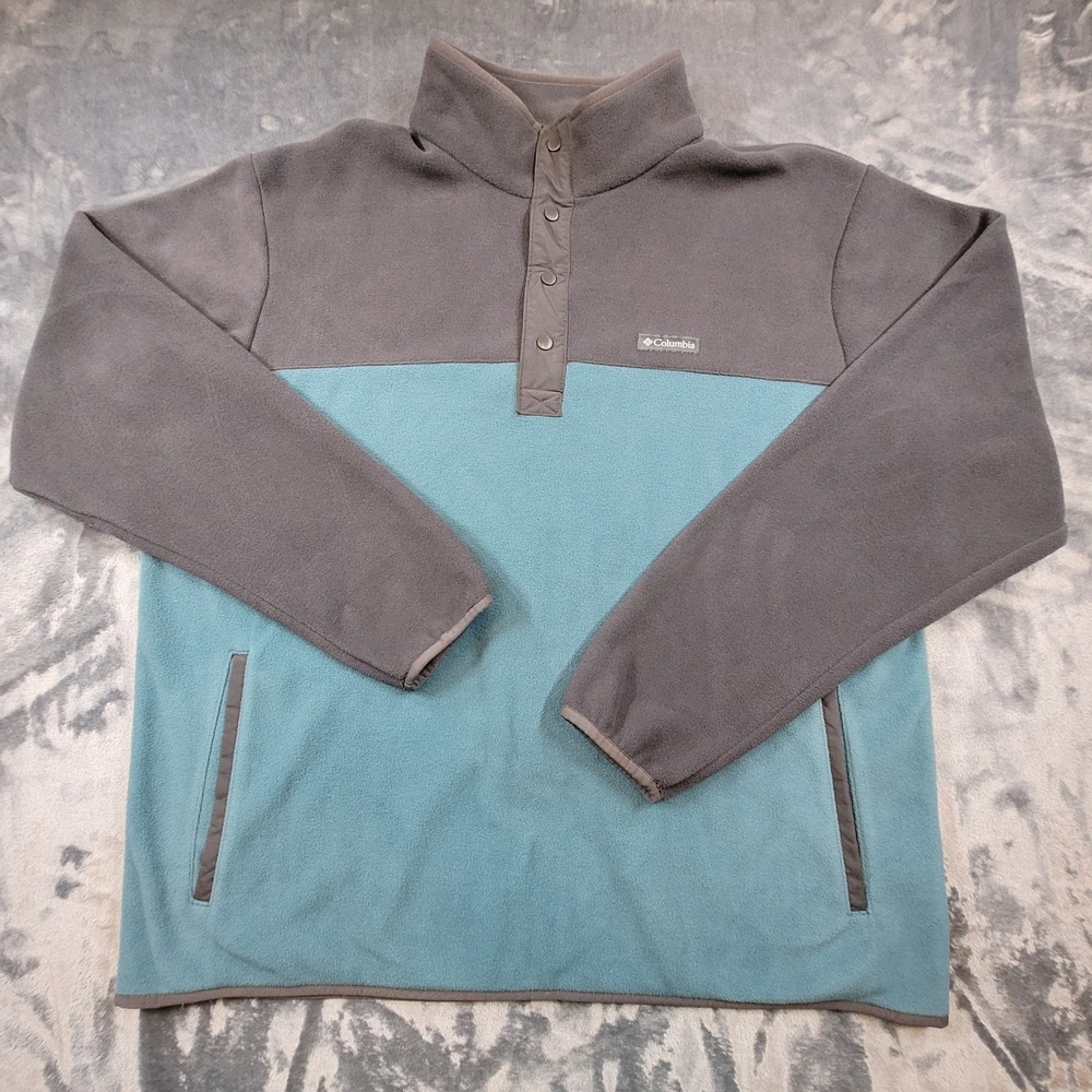 Columbia Mens Steens Mountain Fleece Pullover Gray Teal Colorblock XM0671 XL